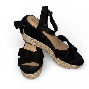 Black Espadrille Wedge Sandals